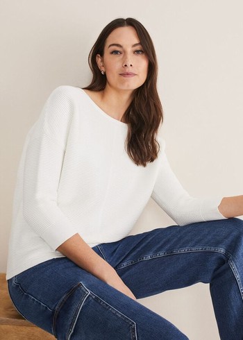 Phase Eight Nellie Rippleted Knitwear White Canada | RNKVYD-124